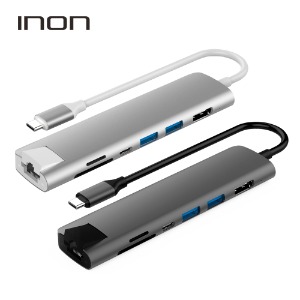 아이논 USB 3.0 C타입 7in1 멀티허브 HDMI RJ45 SD 카드리더 맥북프로 IN-UH510C